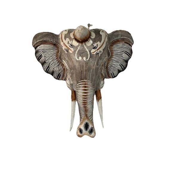 New Hand Carved Wooden Elephant Wall Hanging Costa Rica Jungle Animal Pura Vida - Picture 4 of 16